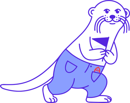 Loutre Lucy qui donne le top départ avec un fanion